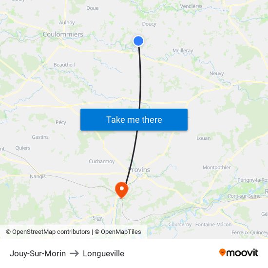 Jouy-Sur-Morin to Longueville map