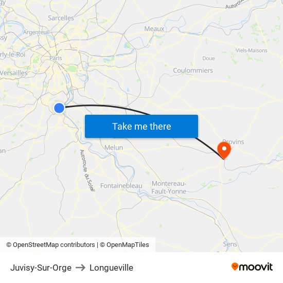 Juvisy-Sur-Orge to Longueville map