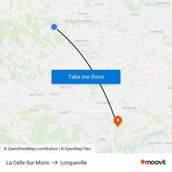 La Celle-Sur-Morin to Longueville map