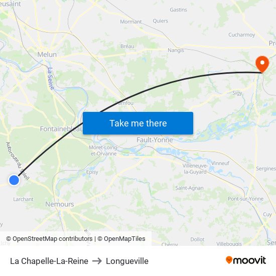 La Chapelle-La-Reine to Longueville map