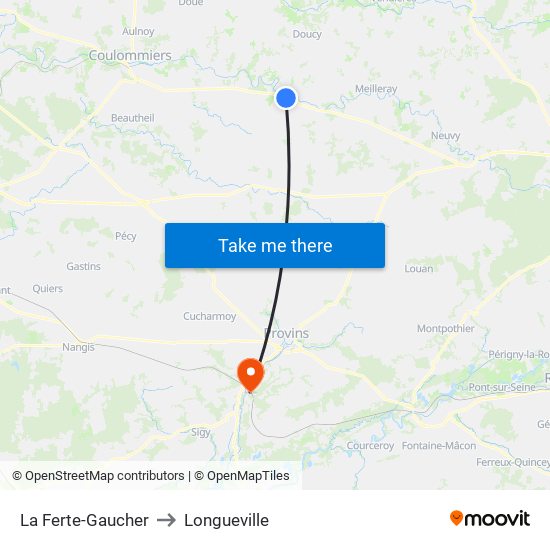 La Ferte-Gaucher to Longueville map