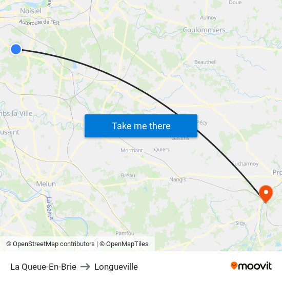 La Queue-En-Brie to Longueville map