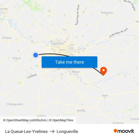 La Queue-Les-Yvelines to Longueville map