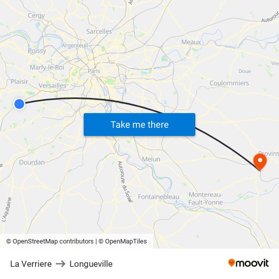 La Verriere to Longueville map