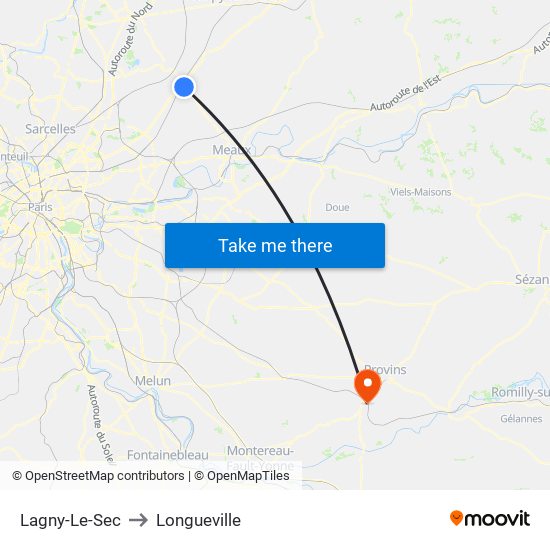 Lagny-Le-Sec to Longueville map