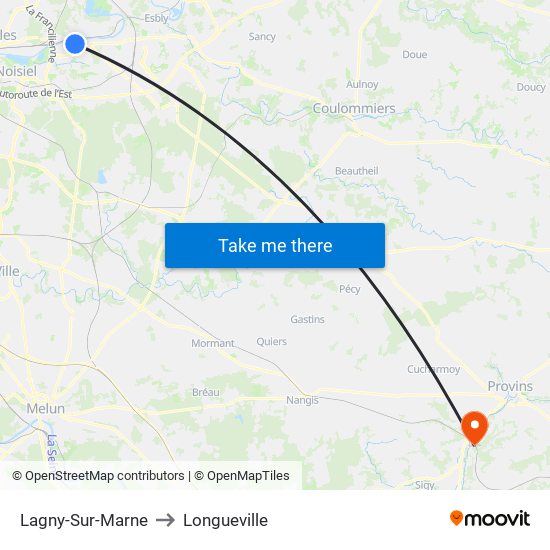 Lagny-Sur-Marne to Longueville map