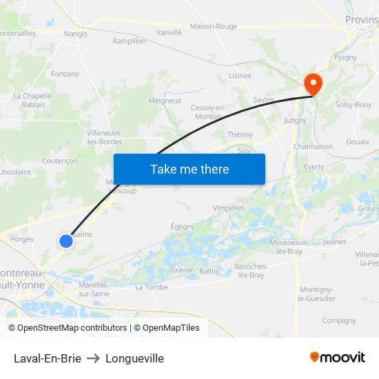 Laval-En-Brie to Longueville map