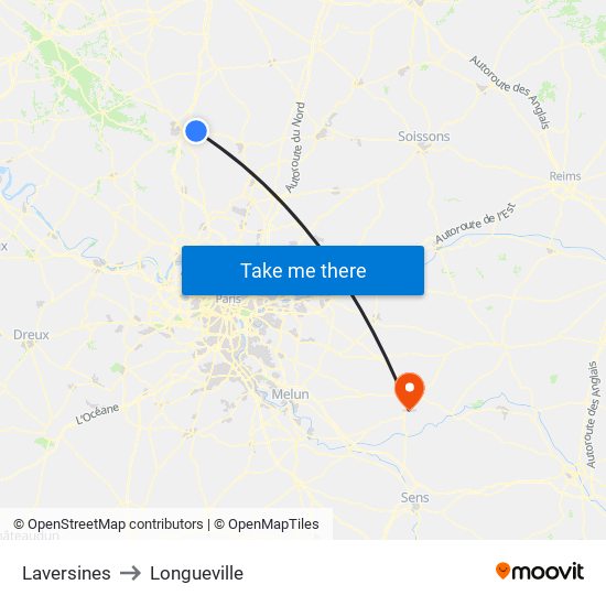 Laversines to Longueville map