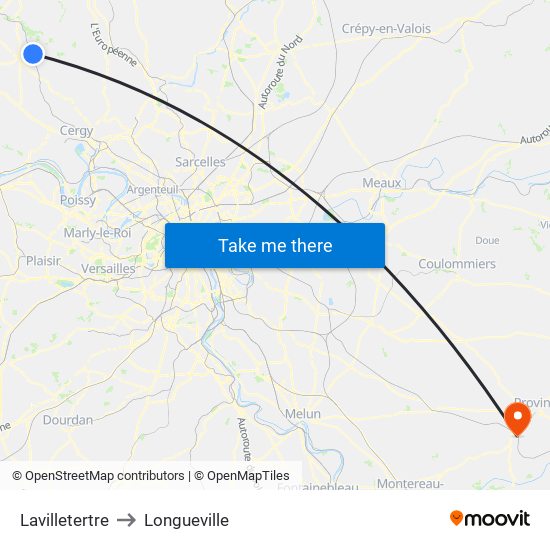Lavilletertre to Longueville map