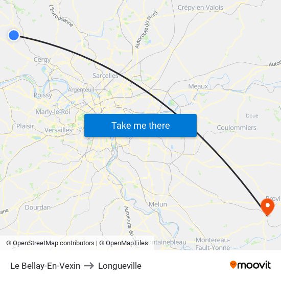 Le Bellay-En-Vexin to Longueville map