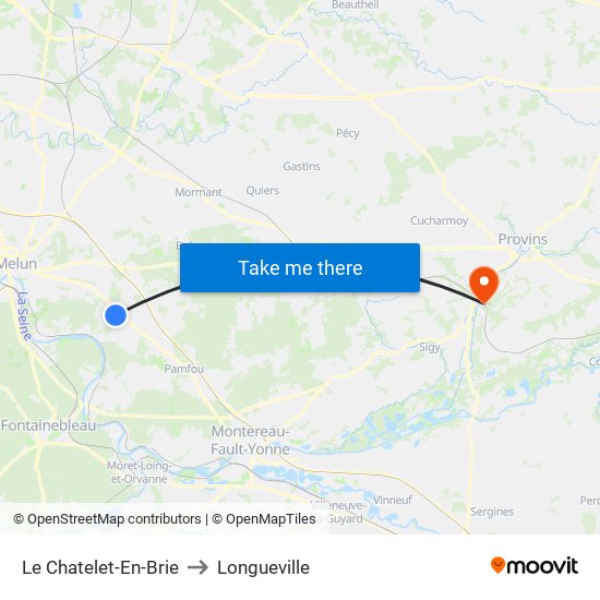 Le Chatelet-En-Brie to Longueville map