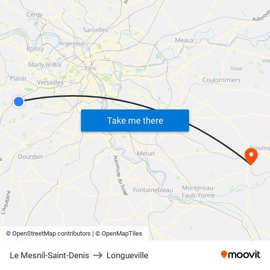Le Mesnil-Saint-Denis to Longueville map