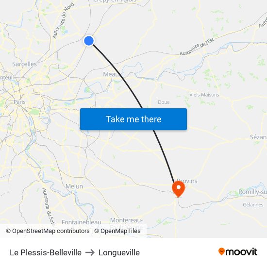 Le Plessis-Belleville to Longueville map