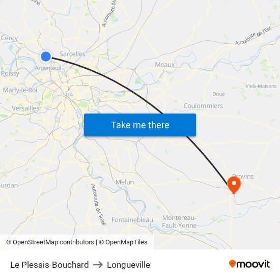 Le Plessis-Bouchard to Longueville map