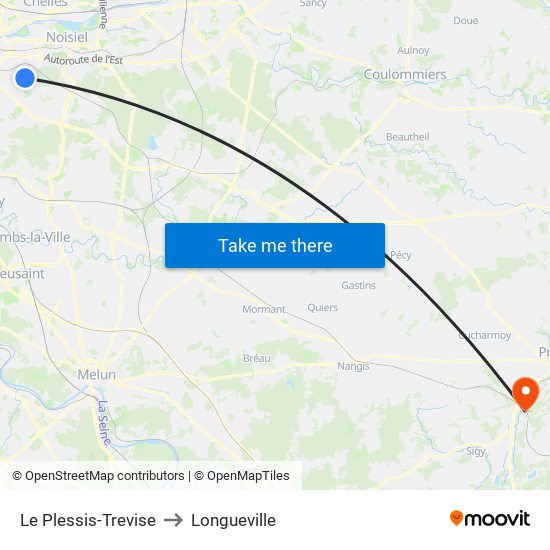 Le Plessis-Trevise to Longueville map