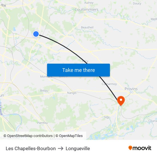 Les Chapelles-Bourbon to Longueville map