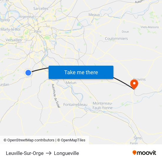 Leuville-Sur-Orge to Longueville map