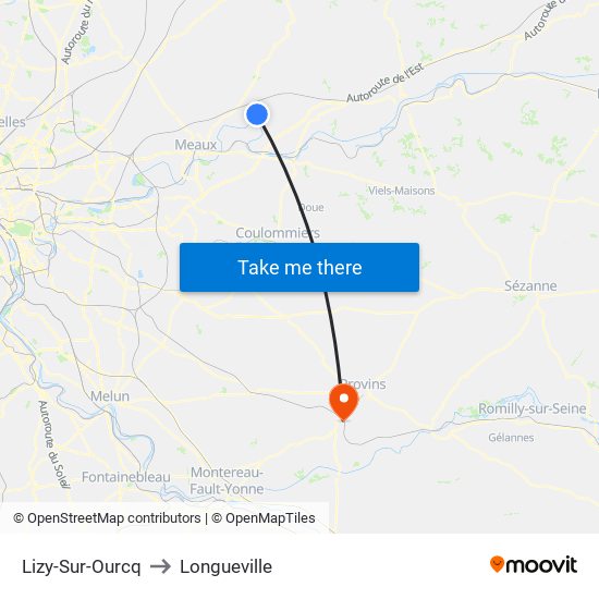 Lizy-Sur-Ourcq to Longueville map