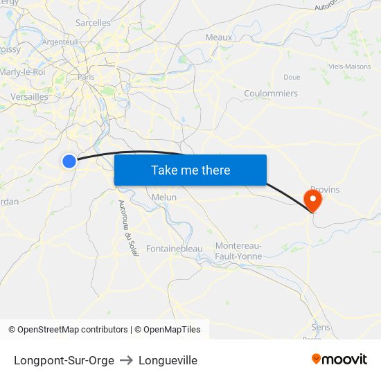 Longpont-Sur-Orge to Longueville map