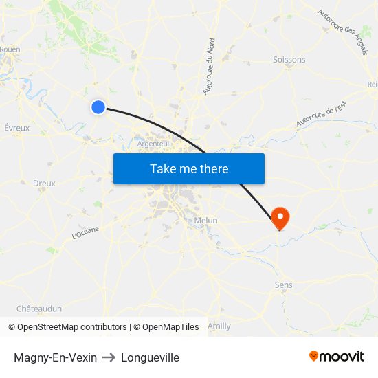 Magny-En-Vexin to Longueville map