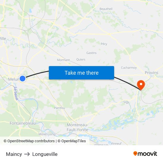 Maincy to Longueville map