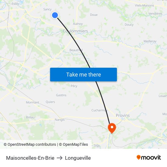 Maisoncelles-En-Brie to Longueville map