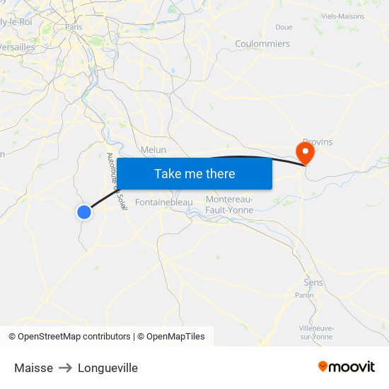 Maisse to Longueville map