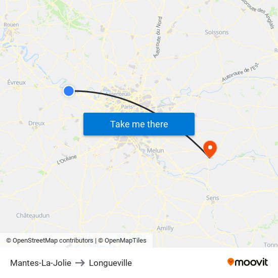 Mantes-La-Jolie to Longueville map
