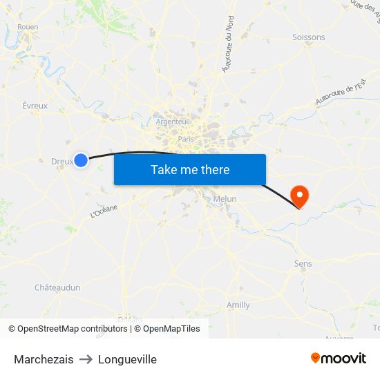 Marchezais to Longueville map