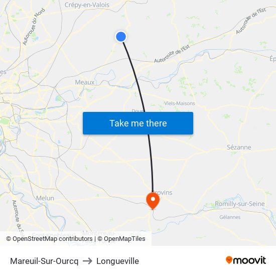 Mareuil-Sur-Ourcq to Longueville map