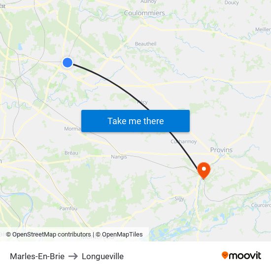 Marles-En-Brie to Longueville map