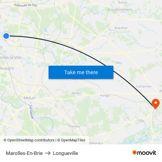 Marolles-En-Brie to Longueville map