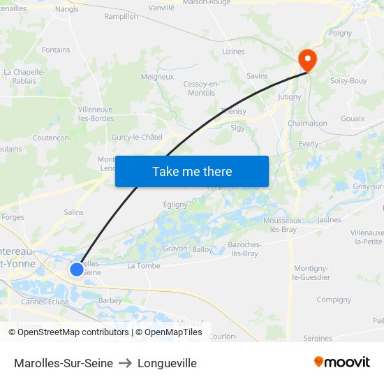 Marolles-Sur-Seine to Longueville map