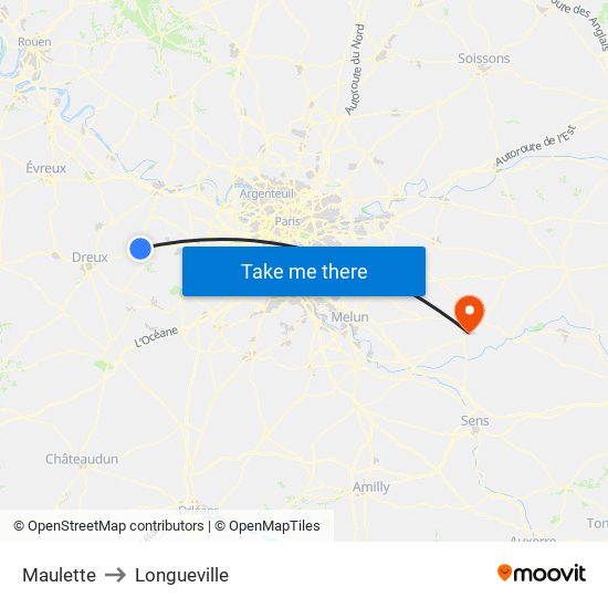 Maulette to Longueville map