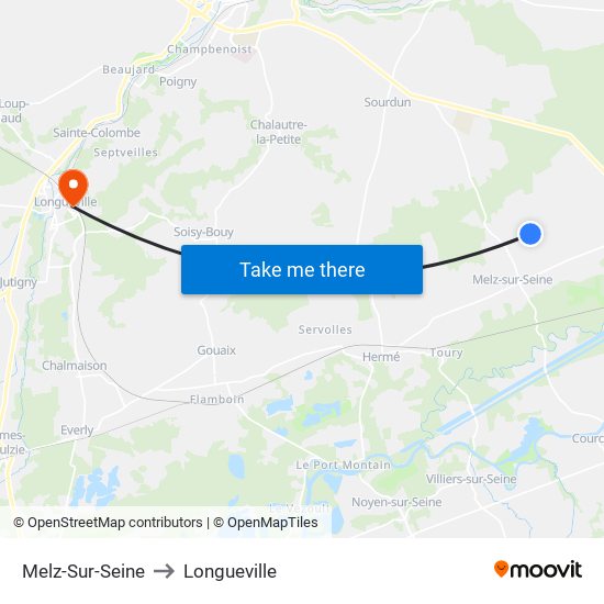 Melz-Sur-Seine to Longueville map