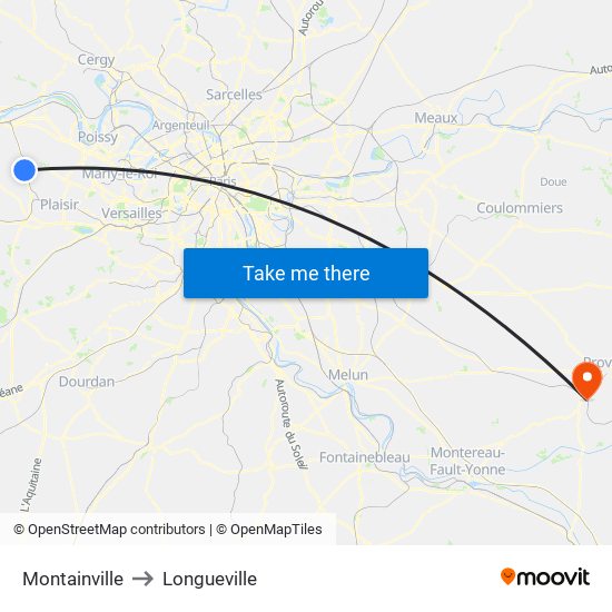 Montainville to Longueville map