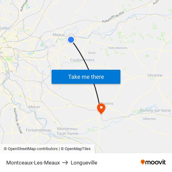 Montceaux-Les-Meaux to Longueville map