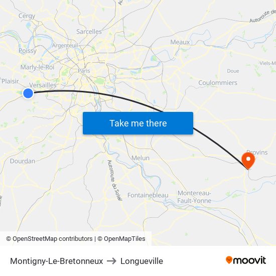 Montigny-Le-Bretonneux to Longueville map
