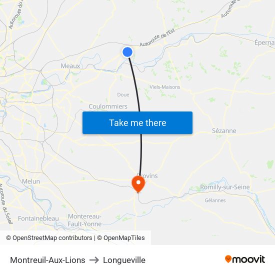 Montreuil-Aux-Lions to Longueville map