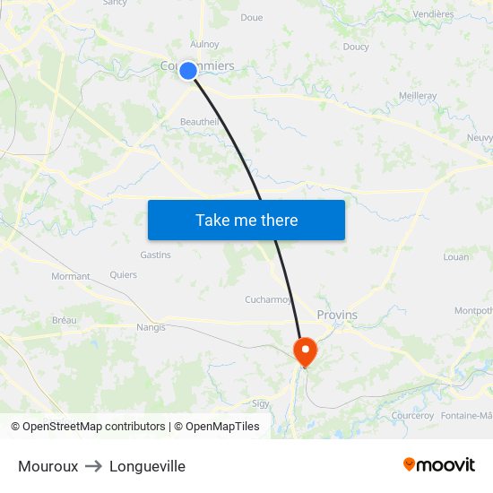 Mouroux to Longueville map