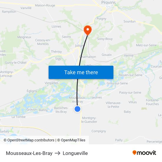 Mousseaux-Les-Bray to Longueville map