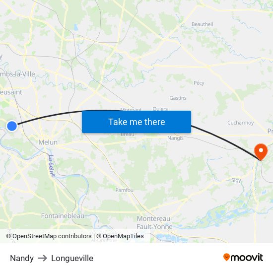 Nandy to Longueville map