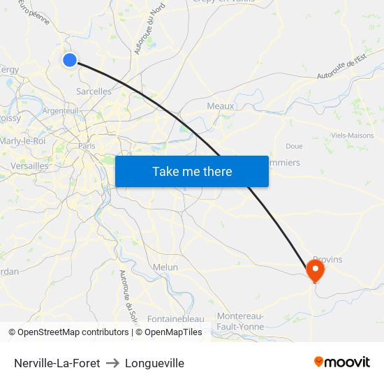 Nerville-La-Foret to Longueville map
