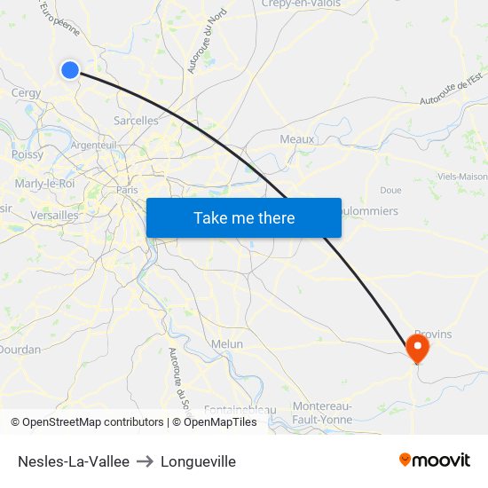 Nesles-La-Vallee to Longueville map