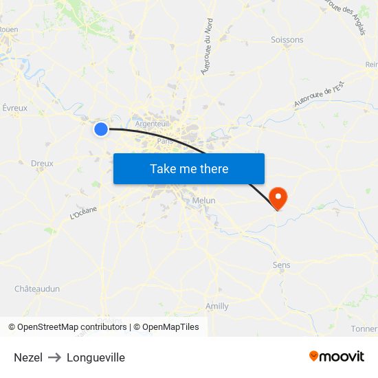 Nezel to Longueville map