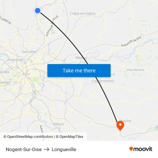 Nogent-Sur-Oise to Longueville map