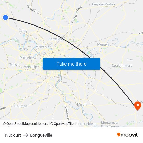 Nucourt to Longueville map