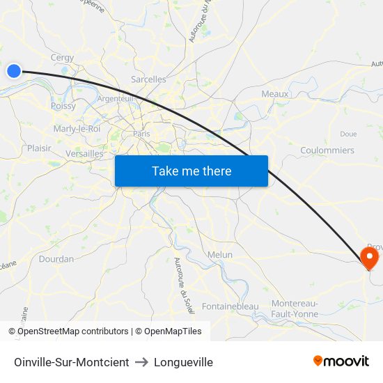 Oinville-Sur-Montcient to Longueville map