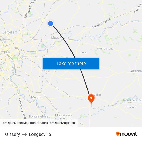 Oissery to Longueville map