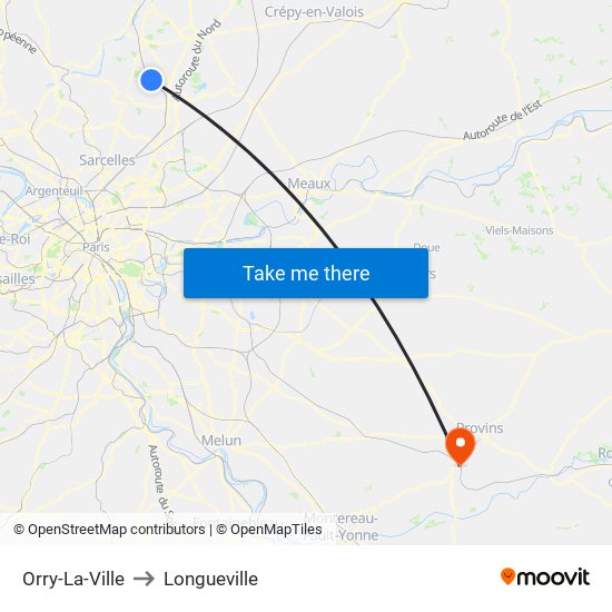 Orry-La-Ville to Longueville map